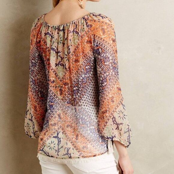 Twelfth Street by Cynthia Vincent Women’s Annuska Peasant Top Size M Multicolor - Picture 3 of 5